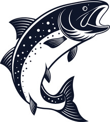 Minimalist Fish in Mid Air Bold Graphic Style with White Details Perfect for Logos Branding and Illustration Projects
