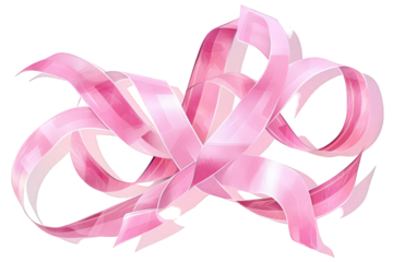 Abstract Pink Ribbon on Transparent Background with Soft Light and Gradient Shades of Color