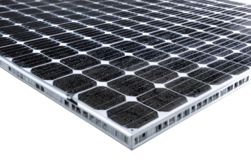 Close Up View of Solar Panel Array with Geometric Pattern on Transparent Background