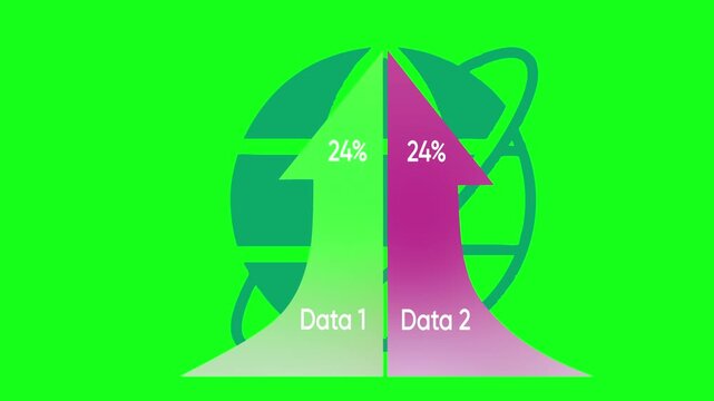 Two arrow indicate increase of data with internet-access background. Infographic vector presentation.