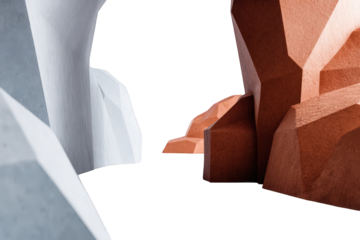 Abstract 3D Render of Stone Structures with Transparent Background