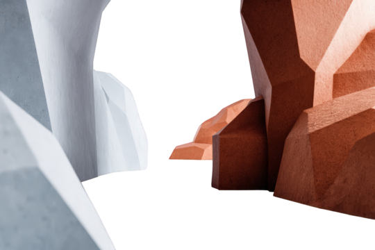 Abstract 3D Render of Stone Structures with Transparent Background