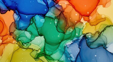 Vibrant Liquid Fusion: An Abstract Blend of Color and Movement