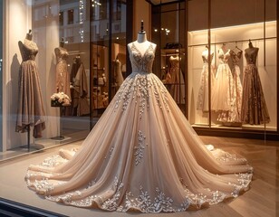 A voluminous evening dress on a mannequin