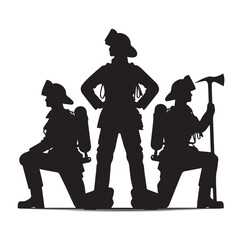 Firefighters pose silhouette and Vector