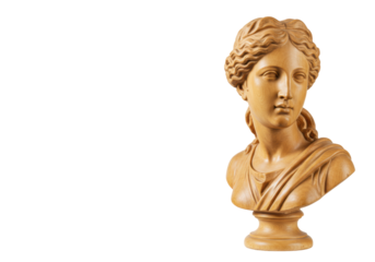 Isolated Wooden Bust of Diana, Classic Sculpture, Elegant, Detailed Craftsmanship, Art Piece