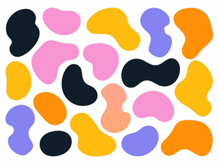 Vibrant organic shapes in playful pastel and bold colors abstract design elements