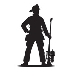 Firefighters pose silhouette and Vector