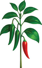 3D Chilli Seedling on Transparent Background