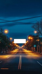 Fototapeta premium Blank Billboard on City Street at Night Providing a Unique Opportunity for Eye-Catching Advertising
