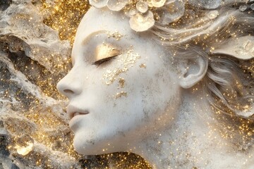 Virgo Maiden Formed with Stardust and Crystal Particles Illustration