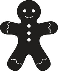 Cute Gingerbread Man Silhouette, Christmas Holiday Cookie Vector Icon
