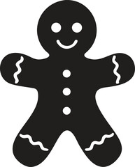 Cute Gingerbread Man Silhouette, Christmas Holiday Cookie Vector Icon