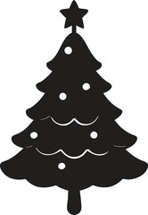 Decorated Christmas Tree Silhouette with Star, Festive Holiday Vector Icon