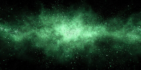 Fototapeta premium Green cosmic dust cloud creating abstract galaxy-inspired background - AI generated