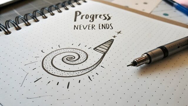 Spiral Sketch with a Motivation Quote Showing Upward Progress