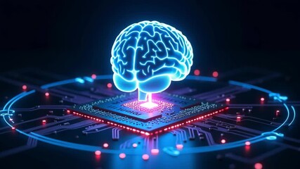 blue human brain with computer - Powered by Adobe