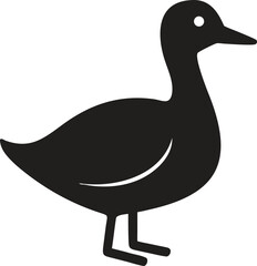 Simple Duck Silhouette Vector Icon, Symbol of Farm Animals and Waterfowl