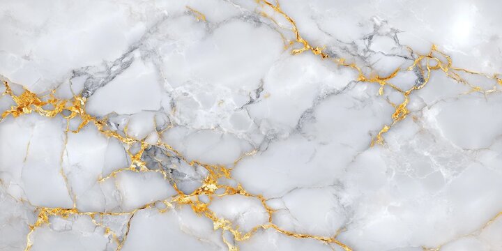 Fototapeta Elegant White Marble Texture with Gold Veins, Ideal for Stylish Interior Design and Decor Use