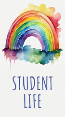 Student Life Rainbow Colorful Painting Top Vertical Text 