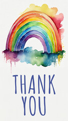 Thank You Rainbow Colorful Painting Top Vertical Text 