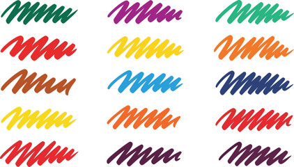 Obraz premium Vibrant marker swatches showcase a spectrum of colors, perfect for design elements and artistic presentations with a playful touch.