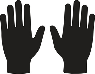 Pair of Raised Hands Silhouette, Vector Icon Symbolizing Stop, Surrender, and Greeting