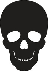 Scary Human Skull Silhouette Vector Icon, Symbol of Death, Danger, and Halloween