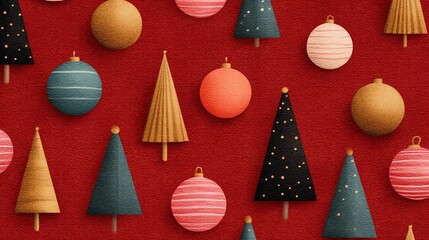 Minimalist vector of Christmas tree decoration pattern