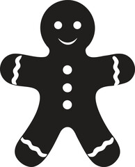 Cute Gingerbread Man Silhouette, Christmas Holiday Cookie Vector Icon