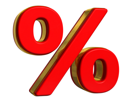 Shiny 3D Percentage Icon for Discount PNG