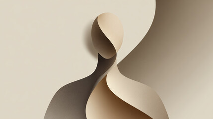 Abstract beige humanoid figure illustration, minimalistic design, smooth shapes, modern art style, neutral tones, vector art, clean composition, high detail