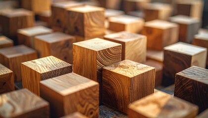 Wood cubes in a pattern