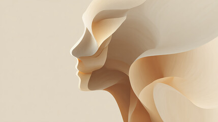 Abstract beige humanoid figure illustration, minimalistic design, smooth shapes, modern art style, neutral tones, vector art, clean composition, high detail