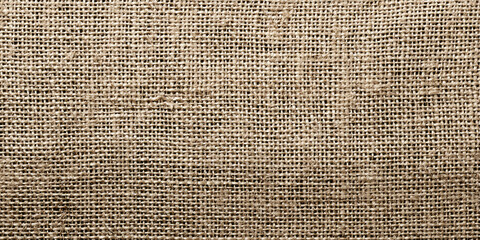 Light beige jute fabric closeup with woven fibers forming eco rustic textile natural background - AI generated