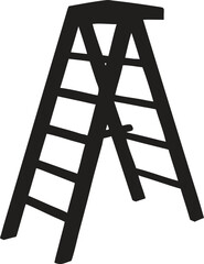 Simple Black Stepladder Silhouette Vector Icon, Symbol of Progress and Success