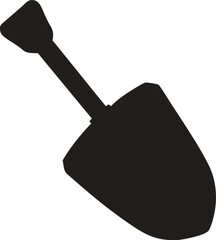 Black Shovel Silhouette Icon – Garden and Construction Tool Vector for Farming and Landscaping Design