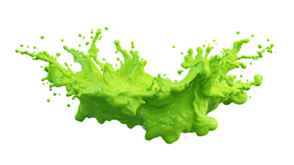 Green slime splashing liquid drop gooey messy fluid sticky substance splash object isolated on white background