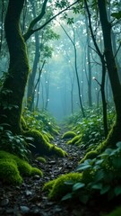 Fototapeta premium Forest path art exhibition scene