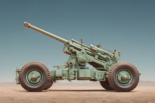 howitzer artillery gun stands ready evoking power and intensity for military-themed visuals