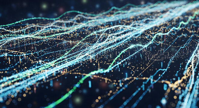 Captivating digital network data streams flowing, representing technology trends, modern connectivity, and abstract information analysis for dynamic visualizations