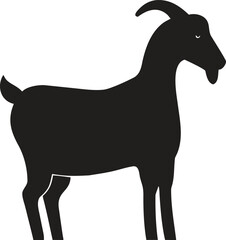 Black Goat Silhouette Icon – Farm Animal Vector for Agriculture and Livestock Design