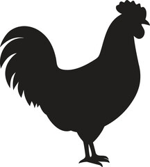 Black Rooster Silhouette Icon – Farm Animal Illustration for Agriculture and Poultry Design