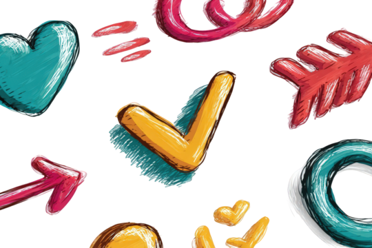 Abstract Hand Drawn Illustration Of Decorative Elements On Black Background - Powered by Adobe