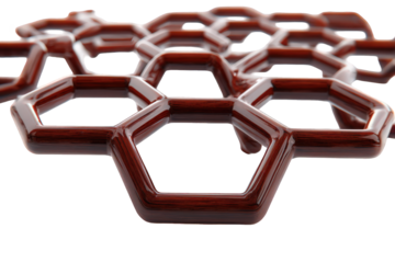 Abstract Honeycomb Structure in Deep Red with Transparent Background and High Detail