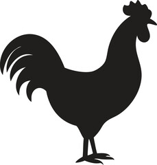 Black Rooster Silhouette Icon – Farm Animal Illustration for Agriculture and Poultry Design
