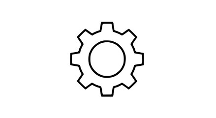 Fototapeta premium A simple black and white outline of a cogwheel, representing mechanics and engineering.