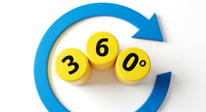 Photo of three hundred sixty degree concept isolated on white background, full circle - Powered by Adobe