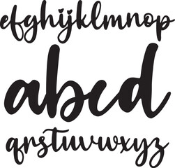 Elegant handwritten script vector lowercase alphabet a-z. Calligraphy style small letters perfect for logos, invitations, posters, wedding design, and modern creative typography.