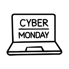 Laptop displaying text Cyber Monday on a transparent  background  